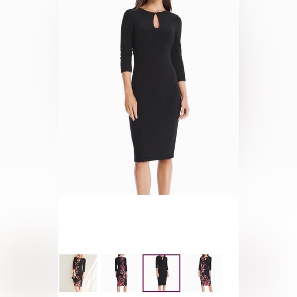 White House Black Market Reversible Sheath Dress – Floral / Black – Size S #154 - Picture 4 of 8